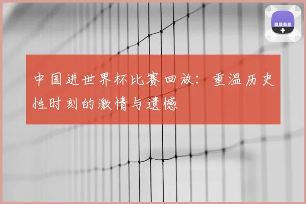 中国进世界杯比赛回放：重温历史性时刻的激情与遗憾